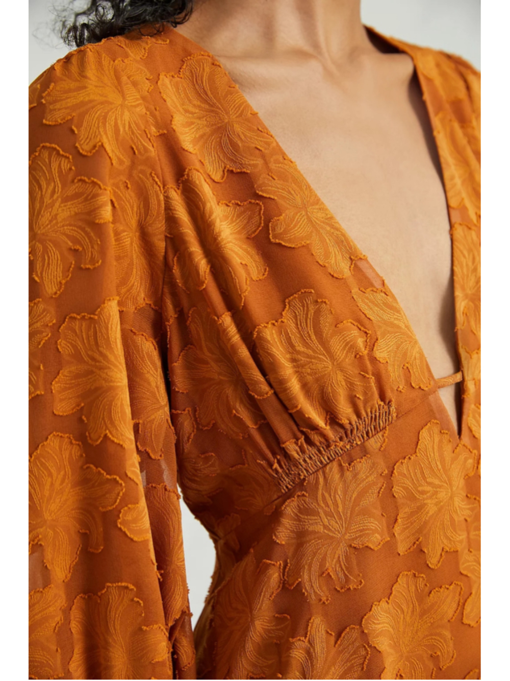 Anthropologie Jaquard Mini Dress Burnt Orange Floral Size 2 - Picture 3 of 14